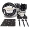 144-Piece Decorative Graduation Plates and Napkins Party Supplies, Disposable Knives, Cups and Cutlery Dinnerware Set for Celebration, Awards Ceremony (Serves 24)